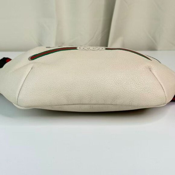 Gucci GG Logo White Large Bum Bag with Green Red Stripes - Picture 5 of 8